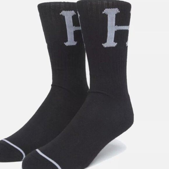 HUF Worldwide "Essential Classic H" Crew Socks (Black) Sock Size: O/S - Picture 1 of 4